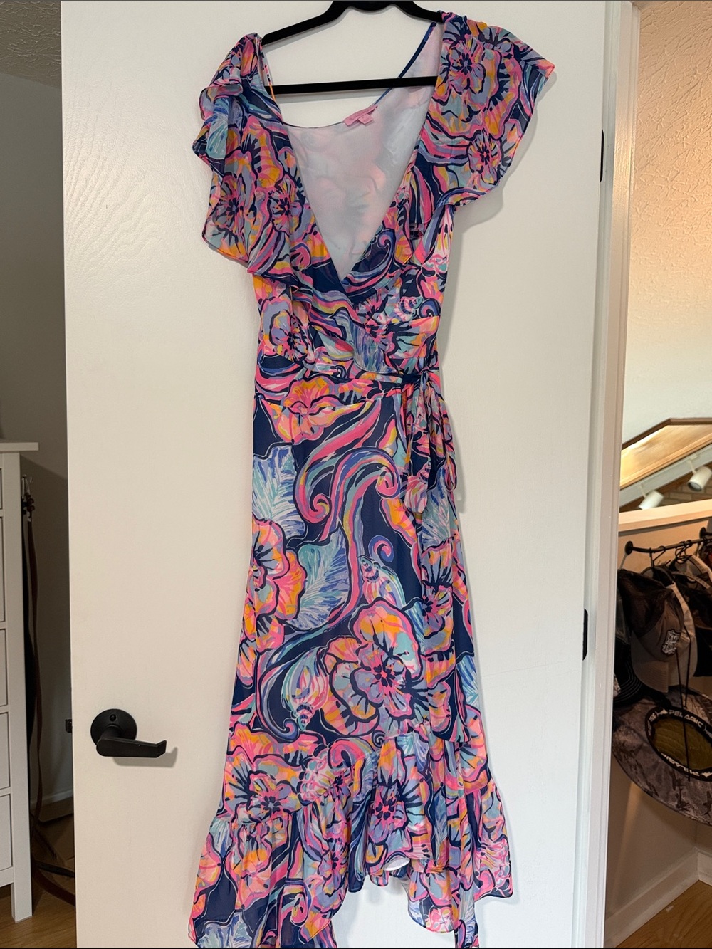 Lilly Pulitzer Marianna Wrap Dress with Pink and Coral Floral Print